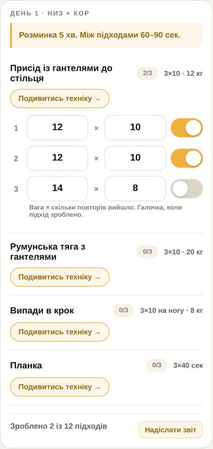 День тренування з відео техніки